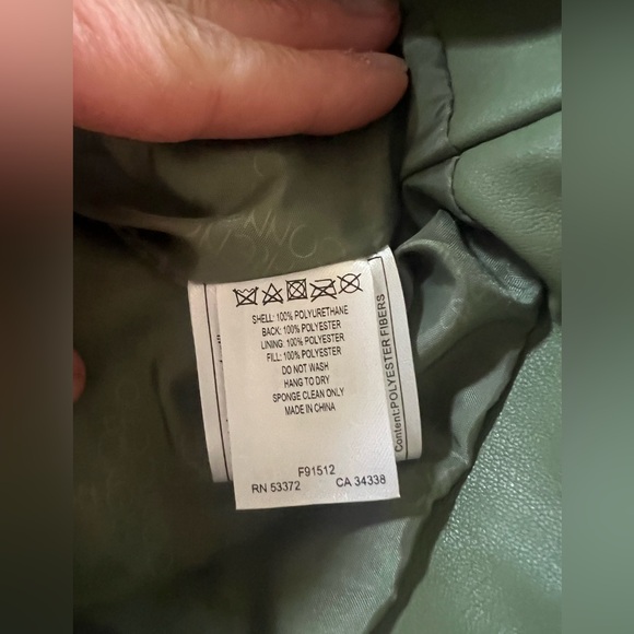 NWOT French Connection Faux Leather Moto Jacket in Army Green - Size L - Picture 4 of 5